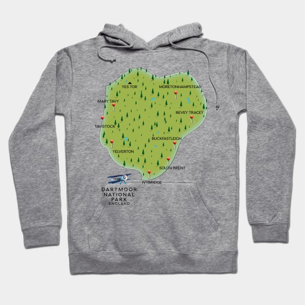 Dartmoor national park England Map Hoodie by nickemporium1